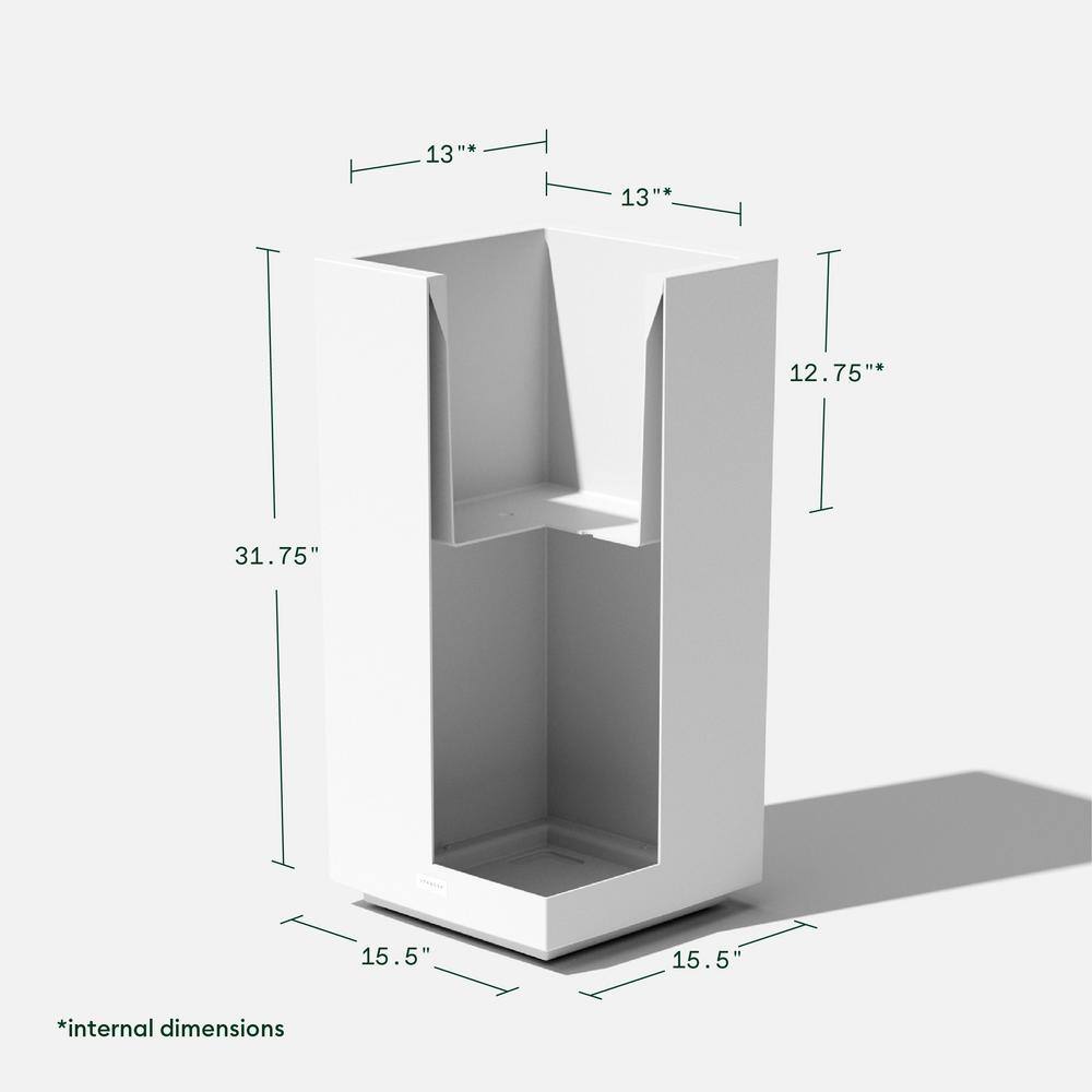 Veradek Block Series Pedestal 32 in. Tall White Plastic Planter