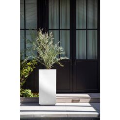 Veradek Block Series Pedestal 32 in. Tall White Plastic Planter