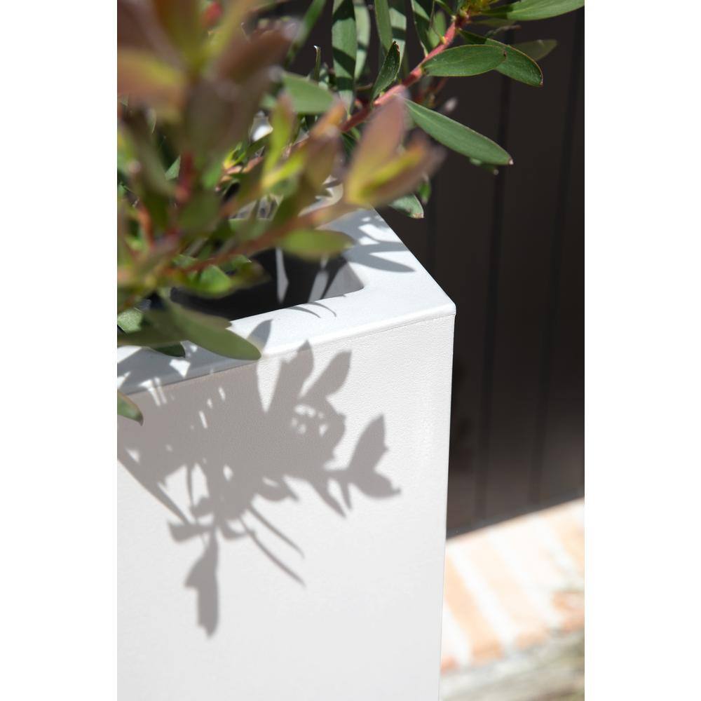Veradek Block Series Pedestal 32 in. Tall White Plastic Planter