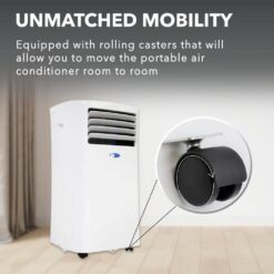 Whynter 7,000 BTU Portable Air Conditioner Cools 300 sq. ft. with Dehumidifier, Remote, and Filter in White