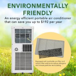 Whynter 7,000 BTU Portable Air Conditioner Cools 300 sq. ft. with Dehumidifier, Remote, and Filter in White