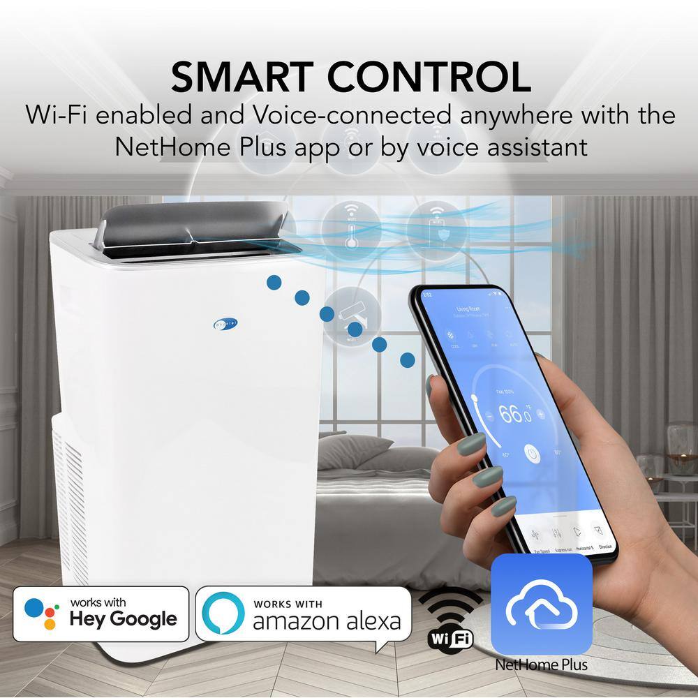 Whynter 10,000 BTU Portable Air Conditioner Cools 500 sq. ft. with Dehumidifier, Remote, and Filter in White