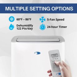 Whynter 10,000 BTU Portable Air Conditioner Cools 500 sq. ft. with Dehumidifier, Remote, and Filter in White