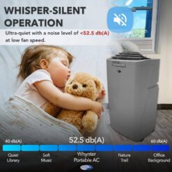 Whynter 6,345 BTU (13,000 BTU ASHRAE) Portable Air Conditioner Cools 420 Sq. Ft., Dehumidifier, Remote and Carbon Filter in Gray
