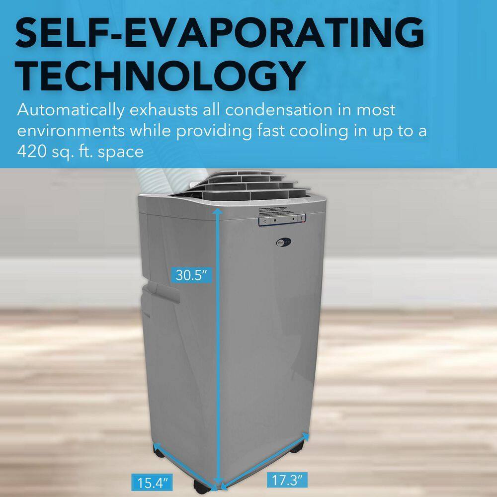 Whynter 6,345 BTU (13,000 BTU ASHRAE) Portable Air Conditioner Cools 420 Sq. Ft., Dehumidifier, Remote and Carbon Filter in Gray
