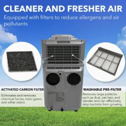 Whynter 6,345 BTU (13,000 BTU ASHRAE) Portable Air Conditioner Cools 420 Sq. Ft., Dehumidifier, Remote and Carbon Filter in Gray