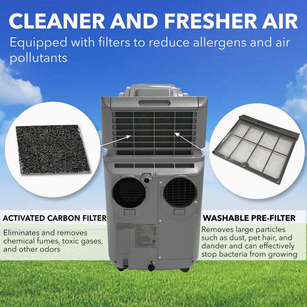 Whynter 6,345 BTU (13,000 BTU ASHRAE) Portable Air Conditioner Cools 420 Sq. Ft., Dehumidifier, Remote and Carbon Filter in Gray