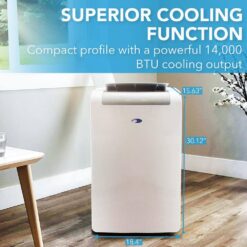 Whynter 10,300 BTU Portable Air Conditioner Cools 500 sq. ft. with Dehumidifier, Remote, and Filter in White