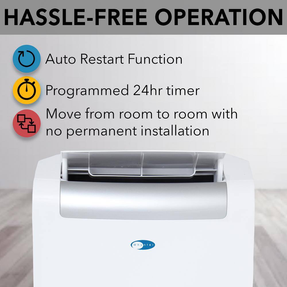 Whynter 10,300 BTU Portable Air Conditioner Cools 500 sq. ft. with Dehumidifier, Remote, and Filter in White