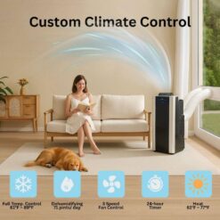 Whynter 9,200 BTU Portable Air Conditioner Cools 500 sq. ft. with Heater, Dehumidifier, and Remote in Black