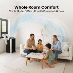 Whynter 9,200 BTU Portable Air Conditioner Cools 500 sq. ft. with Heater, Dehumidifier, and Remote in Black