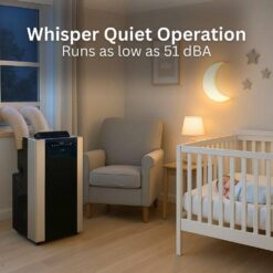Whynter 9,200 BTU Portable Air Conditioner Cools 500 sq. ft. with Heater, Dehumidifier, and Remote in Black