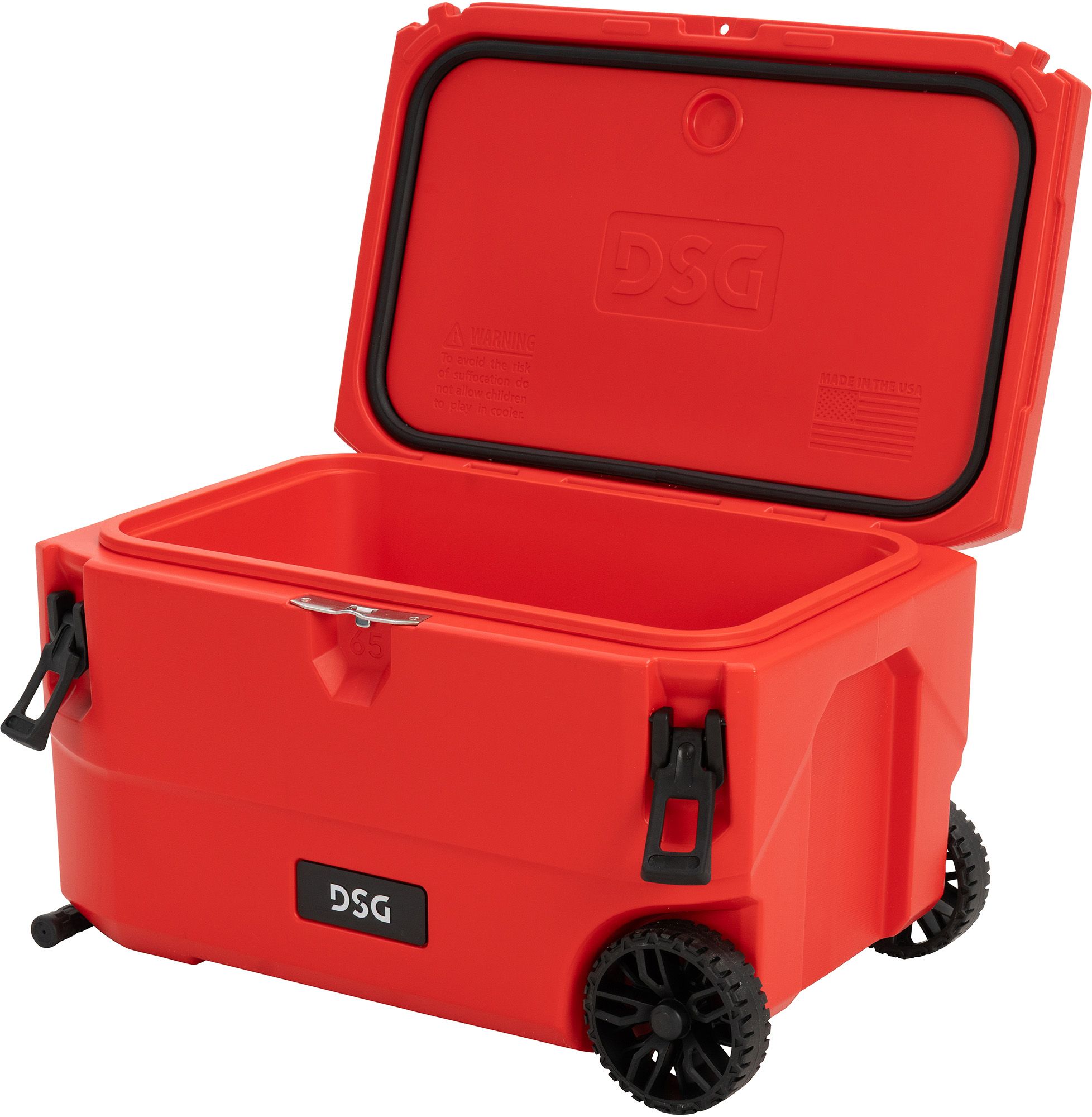 DSG Victory 65 Quart Hard Cooler with Wheels - Red