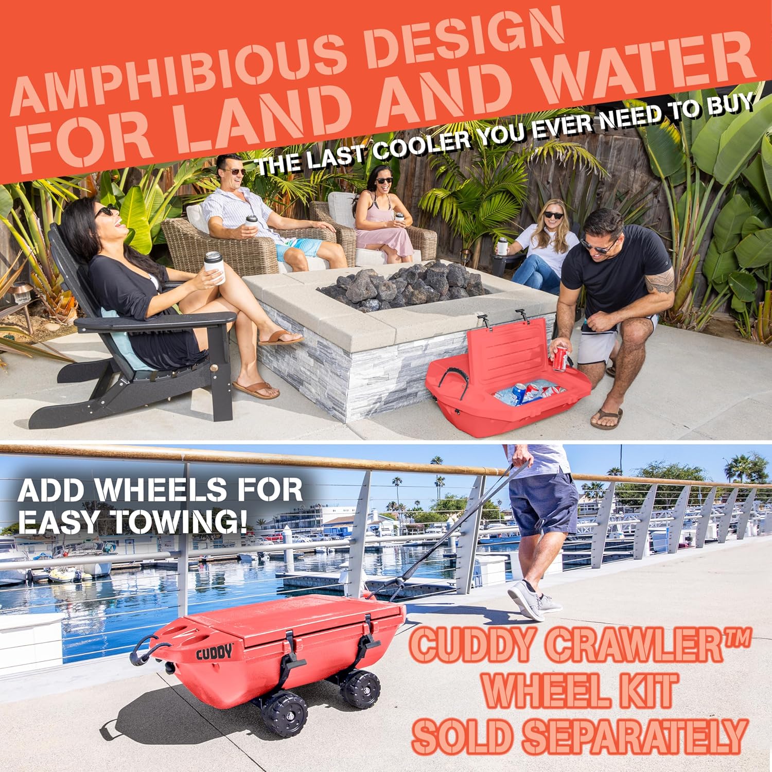 GoSports CUDDY Floating Cooler and Dry Storage Vessel for Land & Water – 40QT– Coral