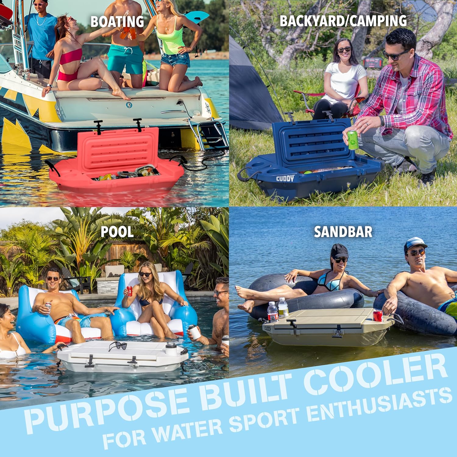GoSports CUDDY Floating Cooler and Dry Storage Vessel for Land & Water – 40QT– Coral