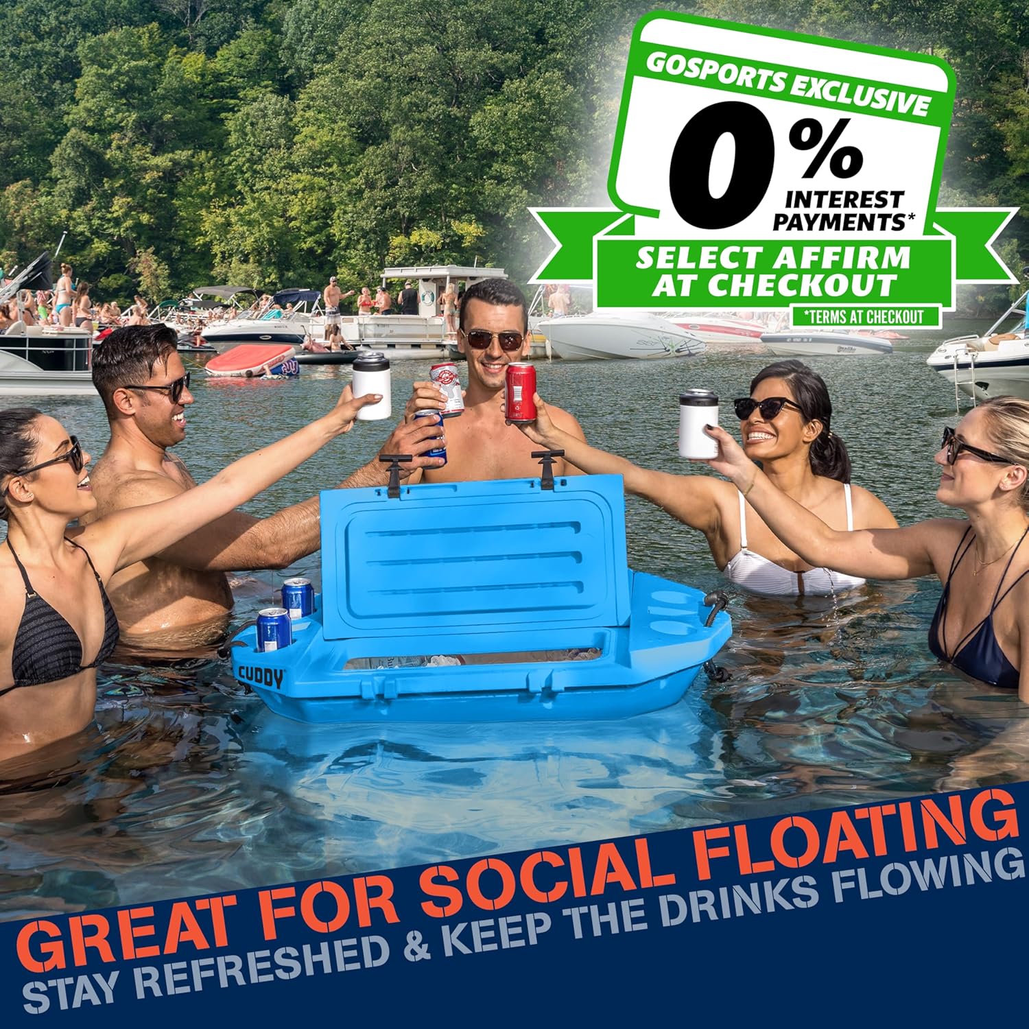 GoSports CUDDY Floating Cooler and Dry Storage Vessel for Land & Water – 40QT– Glacier Blue