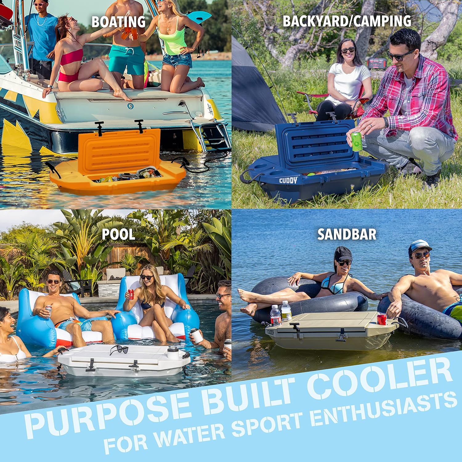 GoSports CUDDY Floating Cooler and Dry Storage Vessel for Land & Water – 40QT– Orange