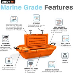 GoSports CUDDY Floating Cooler and Dry Storage Vessel for Land & Water – 40QT– Orange