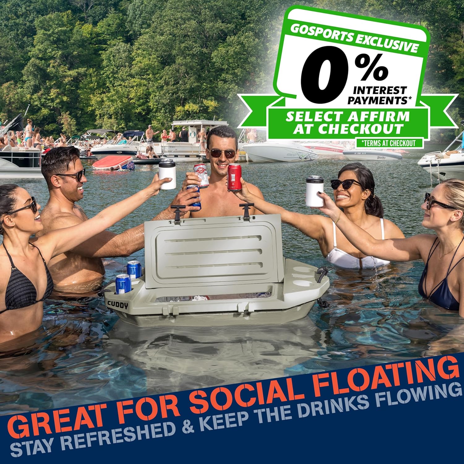 GoSports CUDDY Floating Cooler and Dry Storage Vessel for Land & Water – 40QT– Tan