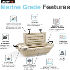 GoSports CUDDY Floating Cooler and Dry Storage Vessel for Land & Water – 40QT– Tan