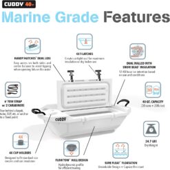 GoSports CUDDY Floating Cooler and Dry Storage Vessel for Land & Water – 40QT– White