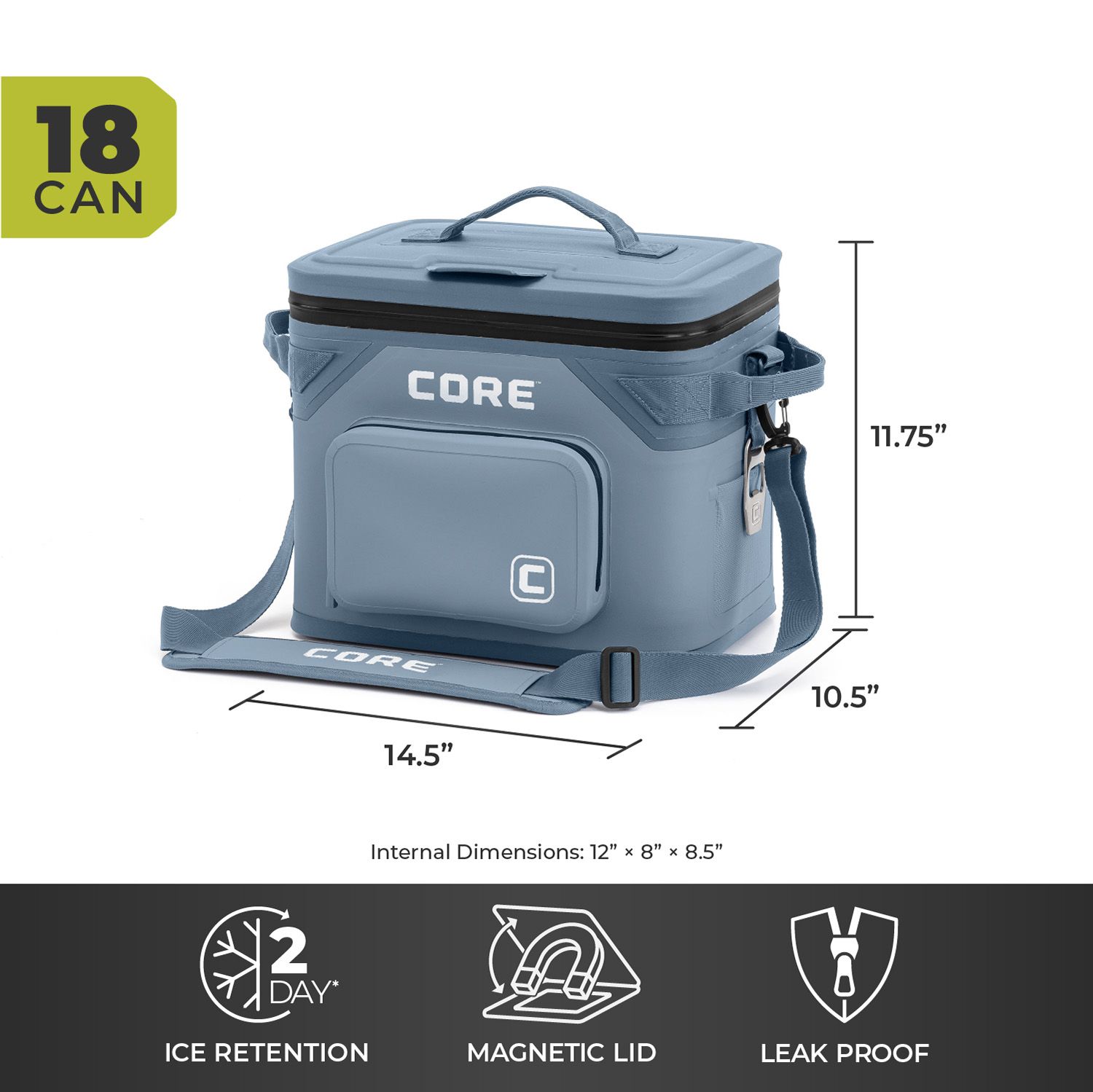 CORE CLIMAKEEP Magnetic 18-Can Soft Cooler - Blue