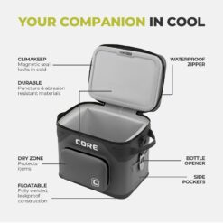 CORE CLIMAKEEP Magnetic 18-Can Soft Cooler - Charcoal