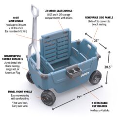 GoSports 40 qt. Cuddy Gear Hauling Wagon Cooler - Stone Blue