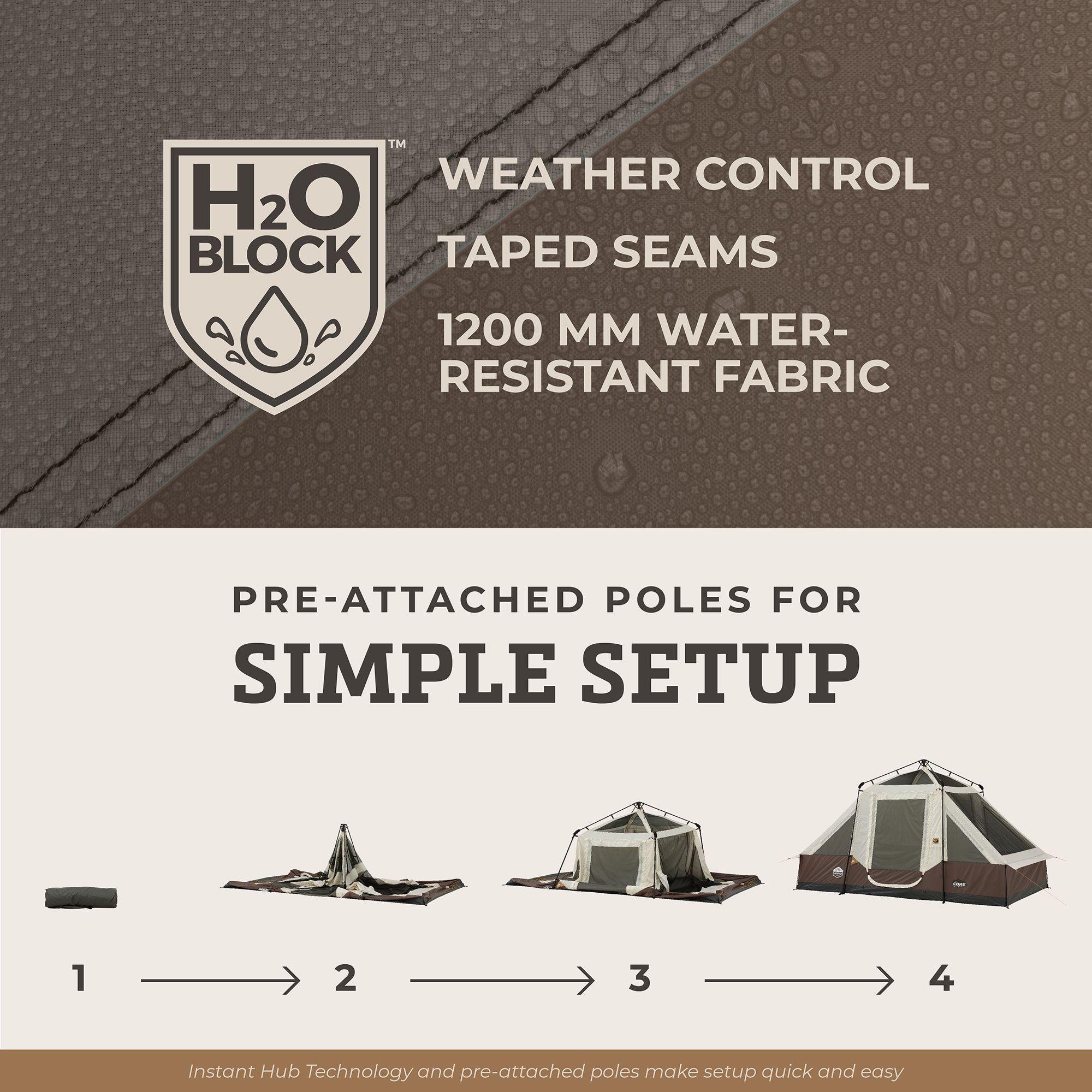 CORE 6 Person Instant Pyramid Tent - Tan