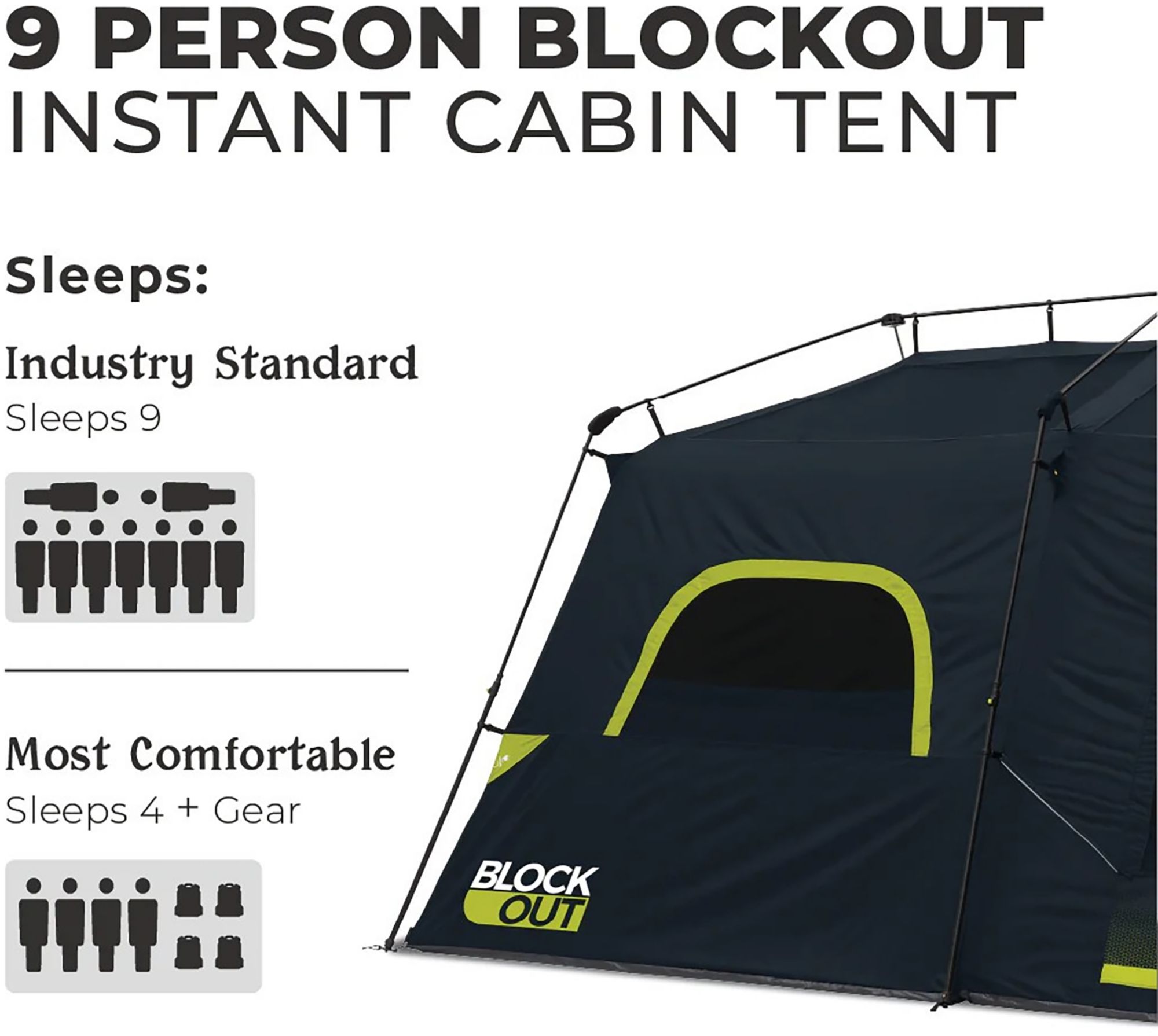 Core Equipment Instant Blockout Cabin 9 Person Tent