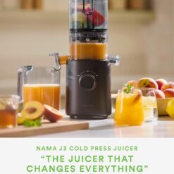 Nama J3 Compact Cold Press Juicer – Space Saving & Self Feeding for Hands-Free Operation – Black