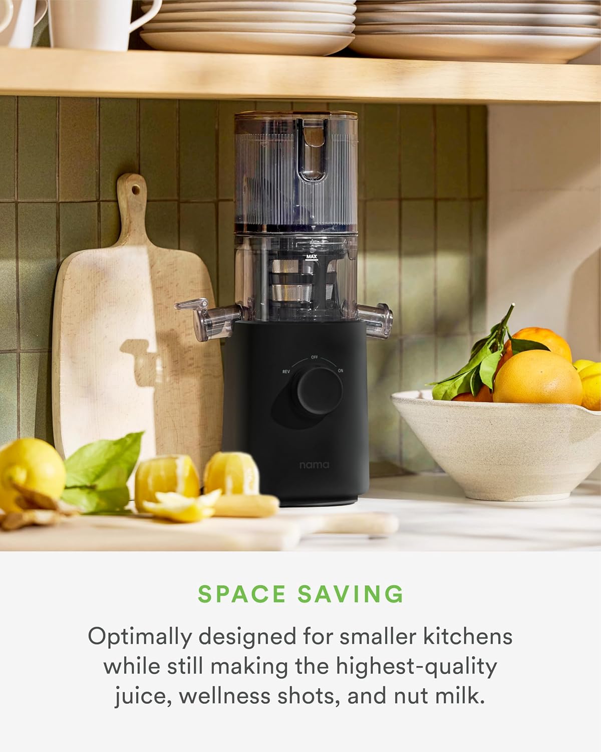 Nama J3 Compact Cold Press Juicer – Space Saving & Self Feeding