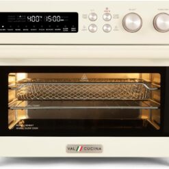VAL CUCINA Retro Style Infrared Heating Air Fryer Toaster Oven, Extra Large Countertop Convection Oven, Almond Yellow Color