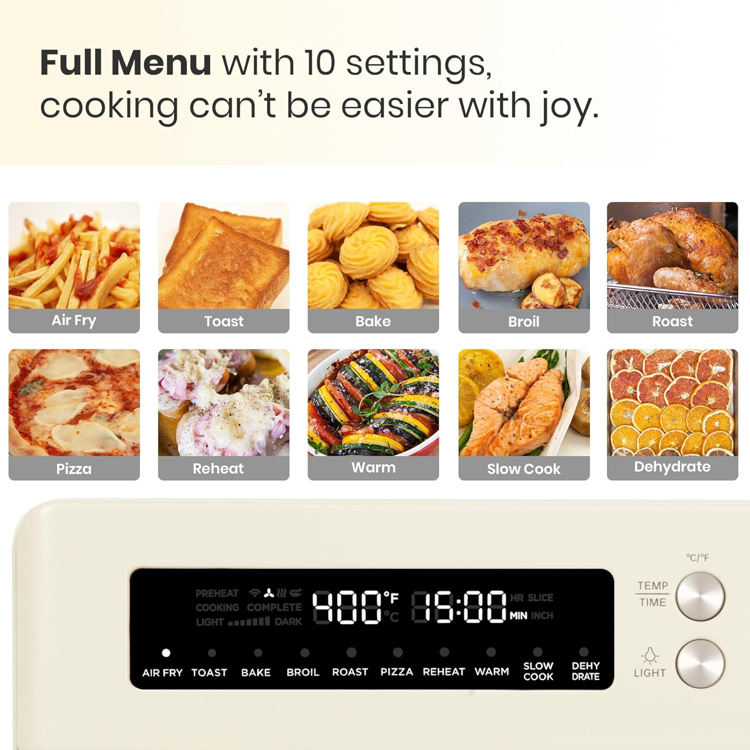 VAL CUCINA Retro Style Infrared Heating Air Fryer Toaster Oven, Extra Large Countertop Convection Oven, Almond Yellow Color