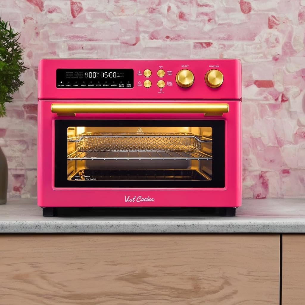 VAL CUCINA Limited Edition Happy Pink Infrared Heating Air Fryer Toaster Oven, Extra Large Countertop Convection Oven