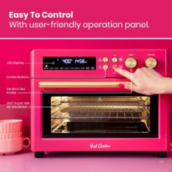VAL CUCINA Limited Edition Happy Pink Infrared Heating Air Fryer Toaster Oven, Extra Large Countertop Convection Oven