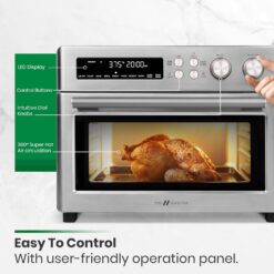 VAL CUCINA Retro Style Infrared Heating Air Fryer Toaster Oven, Extra Large Countertop Convection Oven, Brushed Stainless Steel Finish