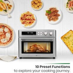 VAL CUCINA Retro Style Infrared Heating Air Fryer Toaster Oven, Extra Large Countertop Convection Oven, Brushed Stainless Steel Finish
