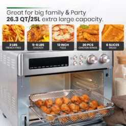 VAL CUCINA Retro Style Infrared Heating Air Fryer Toaster Oven, Extra Large Countertop Convection Oven, Brushed Stainless Steel Finish