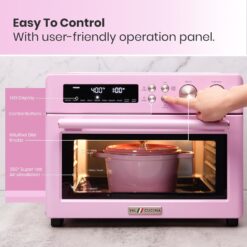VAL CUCINA Retro Style Infrared Heating Air Fryer Toaster Oven, Extra Large Countertop Convection Oven, Classic Pink Color