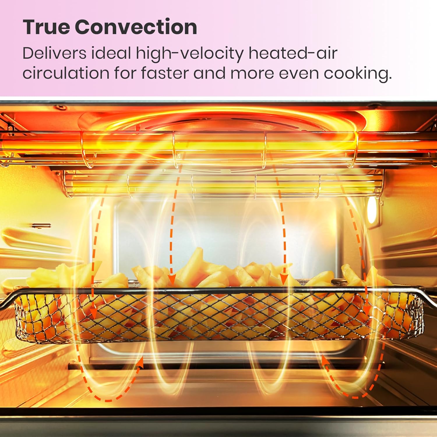 VAL CUCINA Retro Style Infrared Heating Air Fryer Toaster Oven, Extra Large Countertop Convection Oven, Classic Pink Color