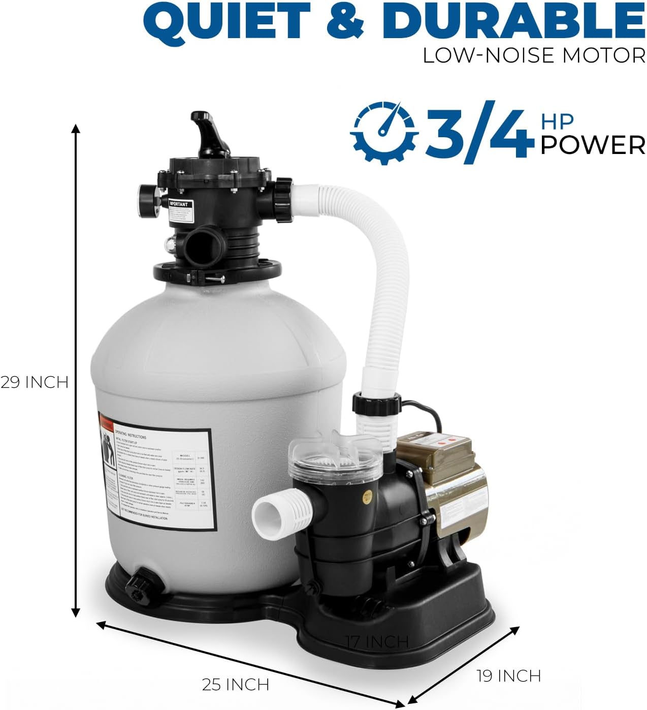 XtremepowerUS 3,100GPH Swimming Pool 16" Sand Filter 3/4 HP Pool Pump w/ Timer 15,000GAL Above Ground Pool Set