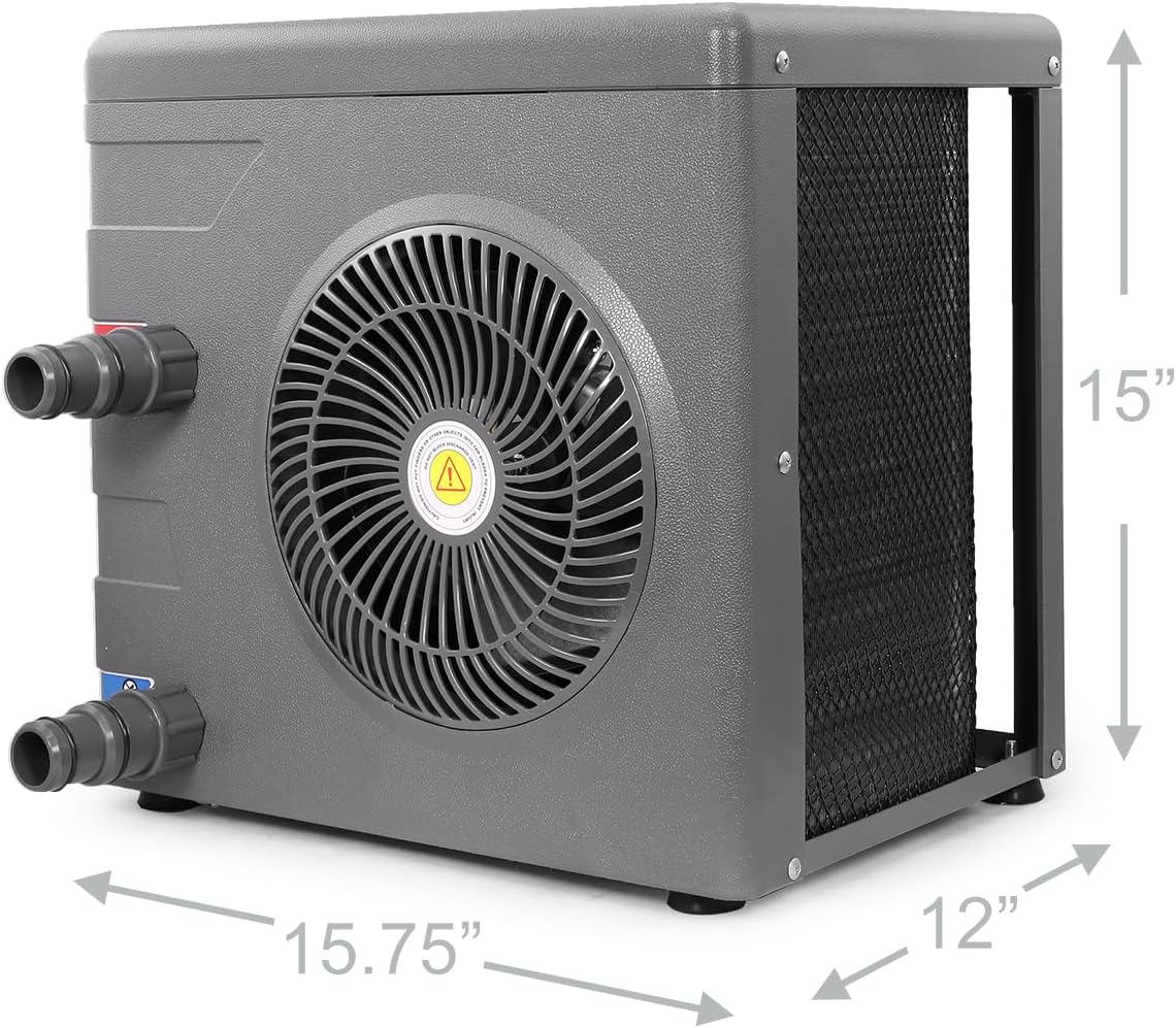 XtremepowerUS Pool Heater up to 4,000 Gallons Above Ground Pool, Titanium Heat Exchanger Pool Heat Pump 14,800BTU/hr, 115V/60Hz