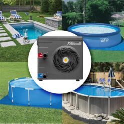 XtremepowerUS Pool Heater up to 4,000 Gallons Above Ground Pool, Titanium Heat Exchanger Pool Heat Pump 14,800BTU/hr, 115V/60Hz