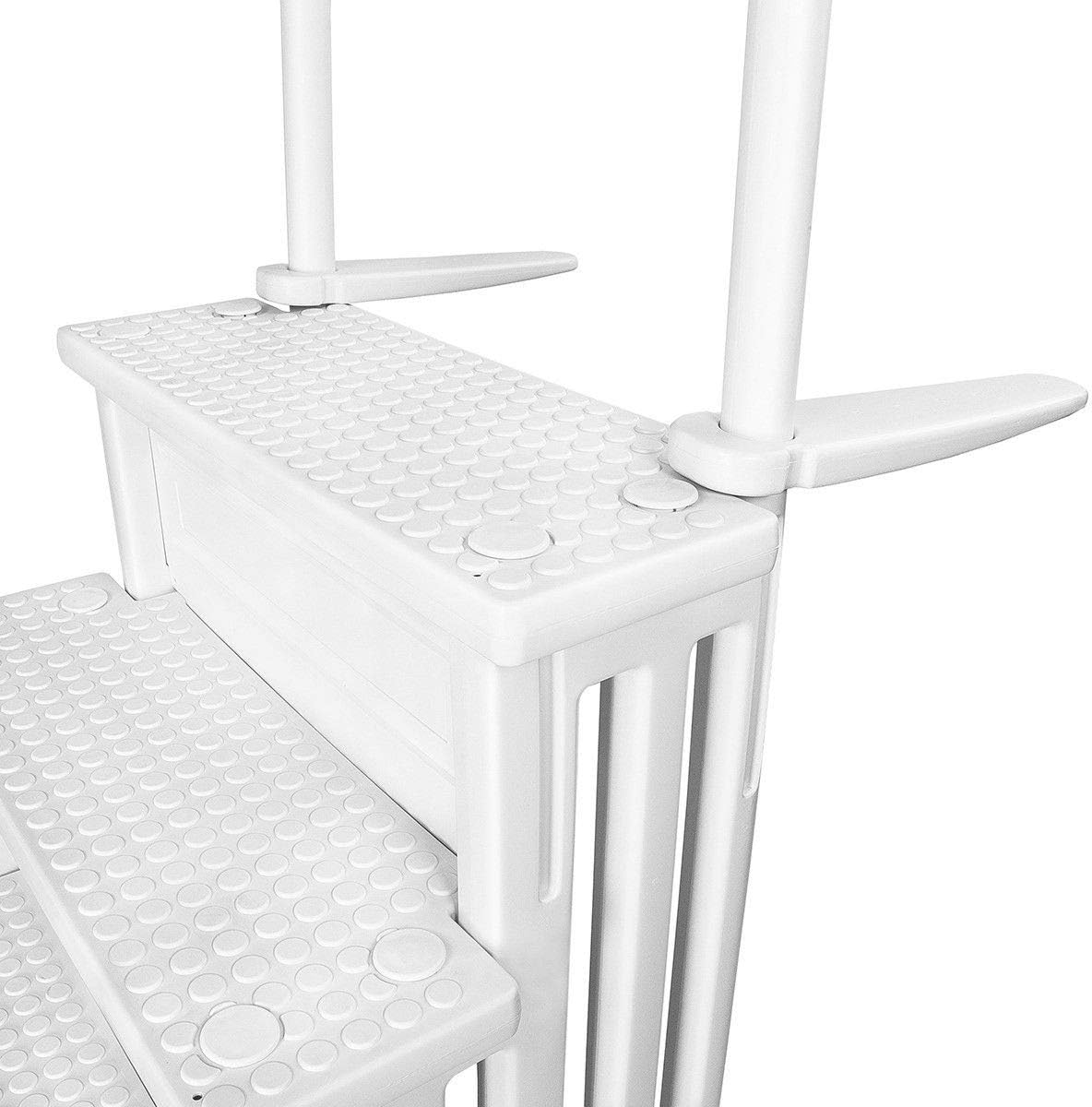 XtremepouwerUS Pool Ladder 48" to 54" Above Ground Pool Step to Deck Step Ladder 4-Step Handle Slip Prevent, White