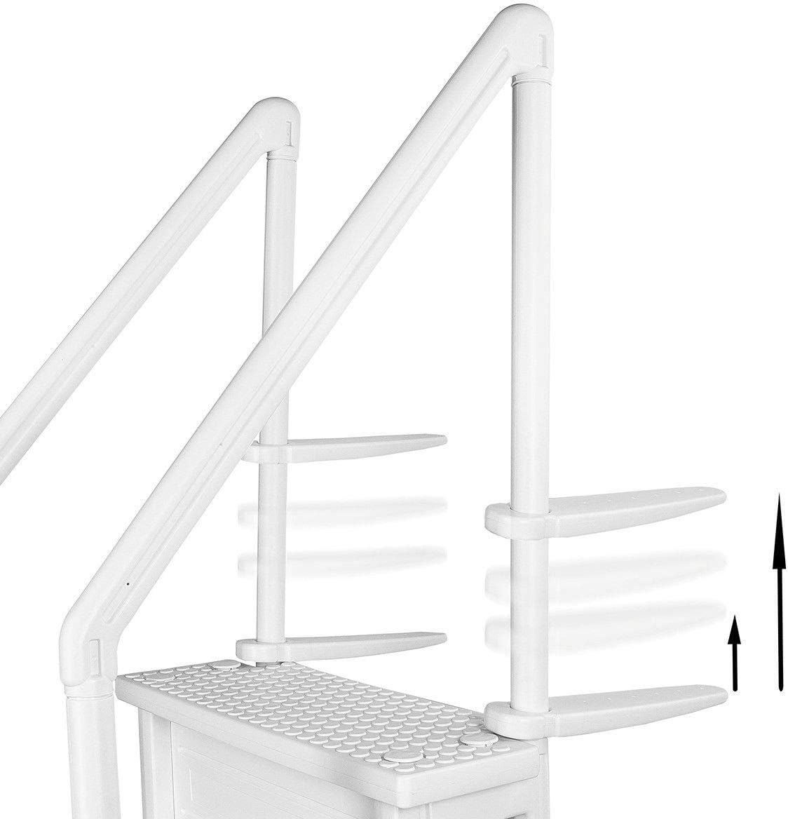 XtremepouwerUS Pool Ladder 48" to 54" Above Ground Pool Step to Deck Step Ladder 4-Step Handle Slip Prevent, White