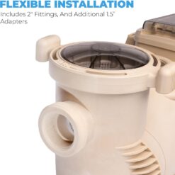 XtremepowerUS 1.75 HP Variable Speed Swimming Pool Pump 230V, In-Ground Pool, 6,660 GPH with 2" inch Fitting Included Filter Basket Self Priming