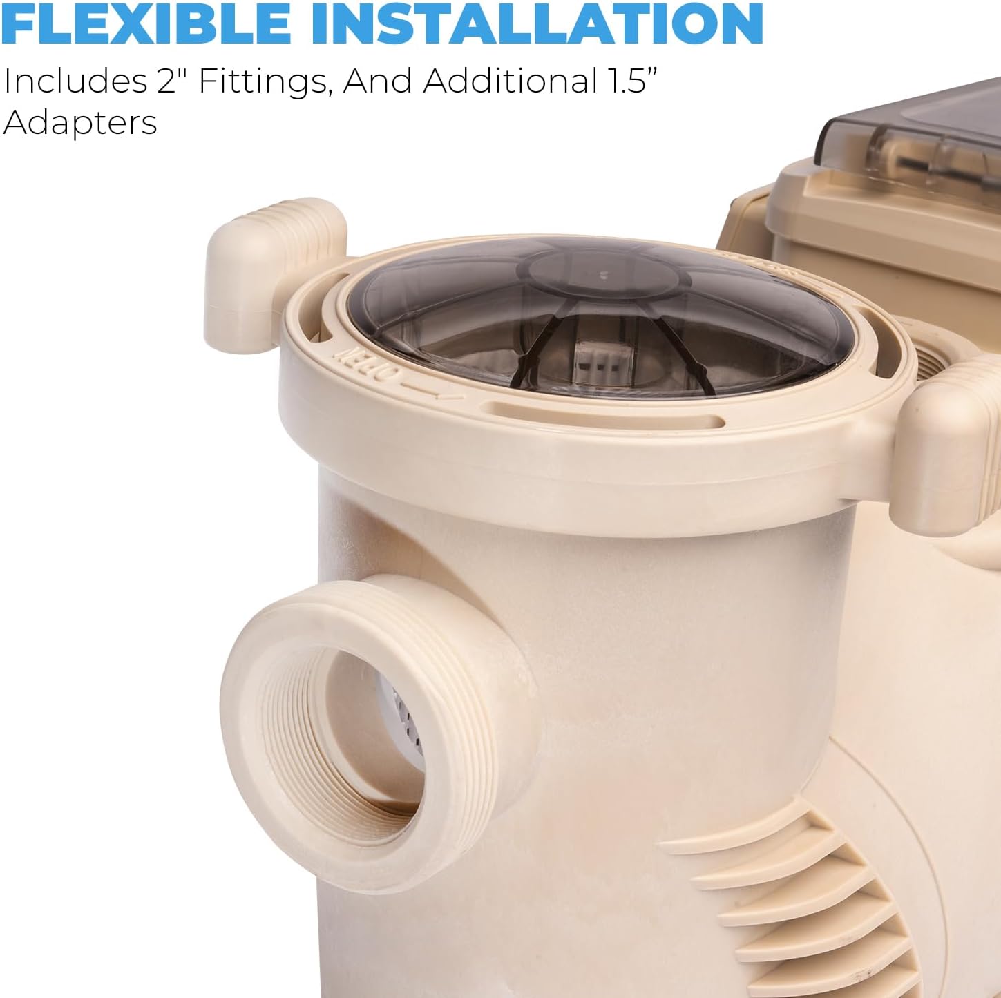 XtremepowerUS 1.75 HP Variable Speed Swimming Pool Pump 230V, In-Ground Pool, 6,660 GPH with 2" inch Fitting Included Filter Basket Self Priming