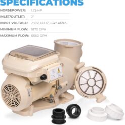 XtremepowerUS 1.75 HP Variable Speed Swimming Pool Pump 230V, In-Ground Pool, 6,660 GPH with 2