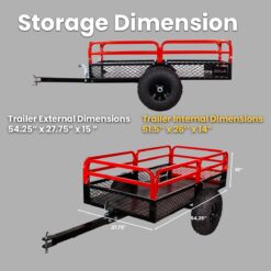 XtremepowerUS Multi-Utility ATV/UTV Trailer Tow Behind Dump Cart, 1500lbs 15 cu. ft Capacity, Garden Waste Pull Trailer for Lawn Mower Tractor